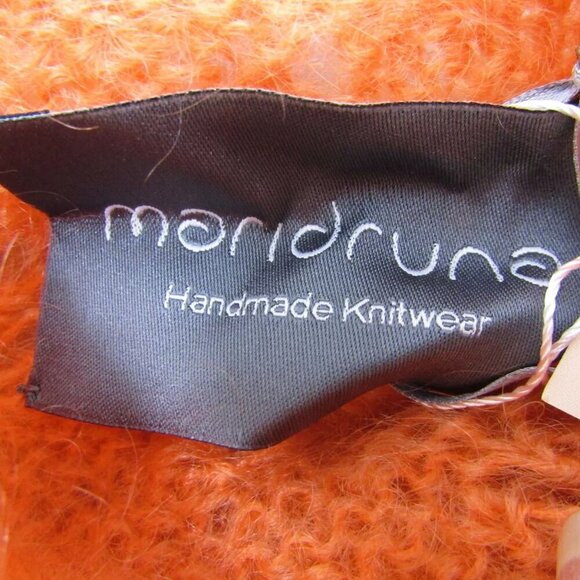 NEW MARIDRUNA Women's The Fiona Mohair Hand Knit Cardigan Sweater Size OS Orange - Picture 5 of 12